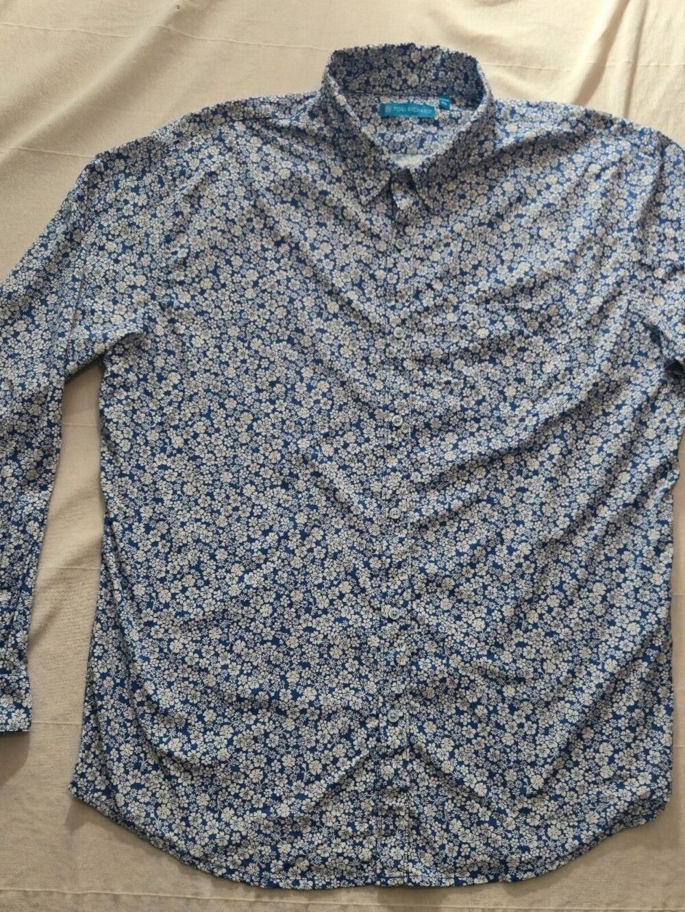 Tori Richard XL Blue Floral Print Long Sleeve Shirt